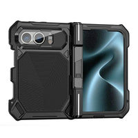 Buy Heavy-Duty Magnetic Case with Built-In PET Screen Protector, Hidden Hinge Kickstand & 18FT Drop Defense - VAUX at Caseles-iPhone Ultra, Black