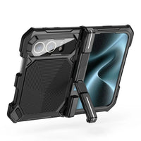 Buy Heavy-Duty Magnetic Case with Built-In PET Screen Protector, Hidden Hinge Kickstand & 18FT Drop Defense - VAUX at Caseles-iPhone Ultra, Black