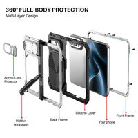 Buy Heavy-Duty Magnetic Case with Built-In PET Screen Protector, Hidden Hinge Kickstand & 18FT Drop Defense - VAUX at Caseles-iPhone Ultra, Black