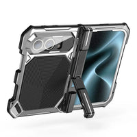 Buy Heavy-Duty Magnetic Case with Built-In PET Screen Protector, Hidden Hinge Kickstand & 18FT Drop Defense - VAUX at Caseles-iPhone Ultra, Black