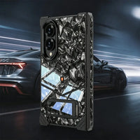 Buy Luxury Marble Texture Case with Metal Edge Frame, Spring Hinge Protection, Integrated Kickstand & Magnetic Ring, vein at Caseles-Samsung Galaxy Z Fold 8 Ultra, Black