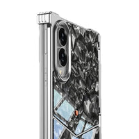 Buy Luxury Marble Texture Case with Metal Edge Frame, Spring Hinge Protection, Integrated Kickstand & Magnetic Ring, vein at Caseles-Samsung Galaxy Z Fold 8 Ultra, Black