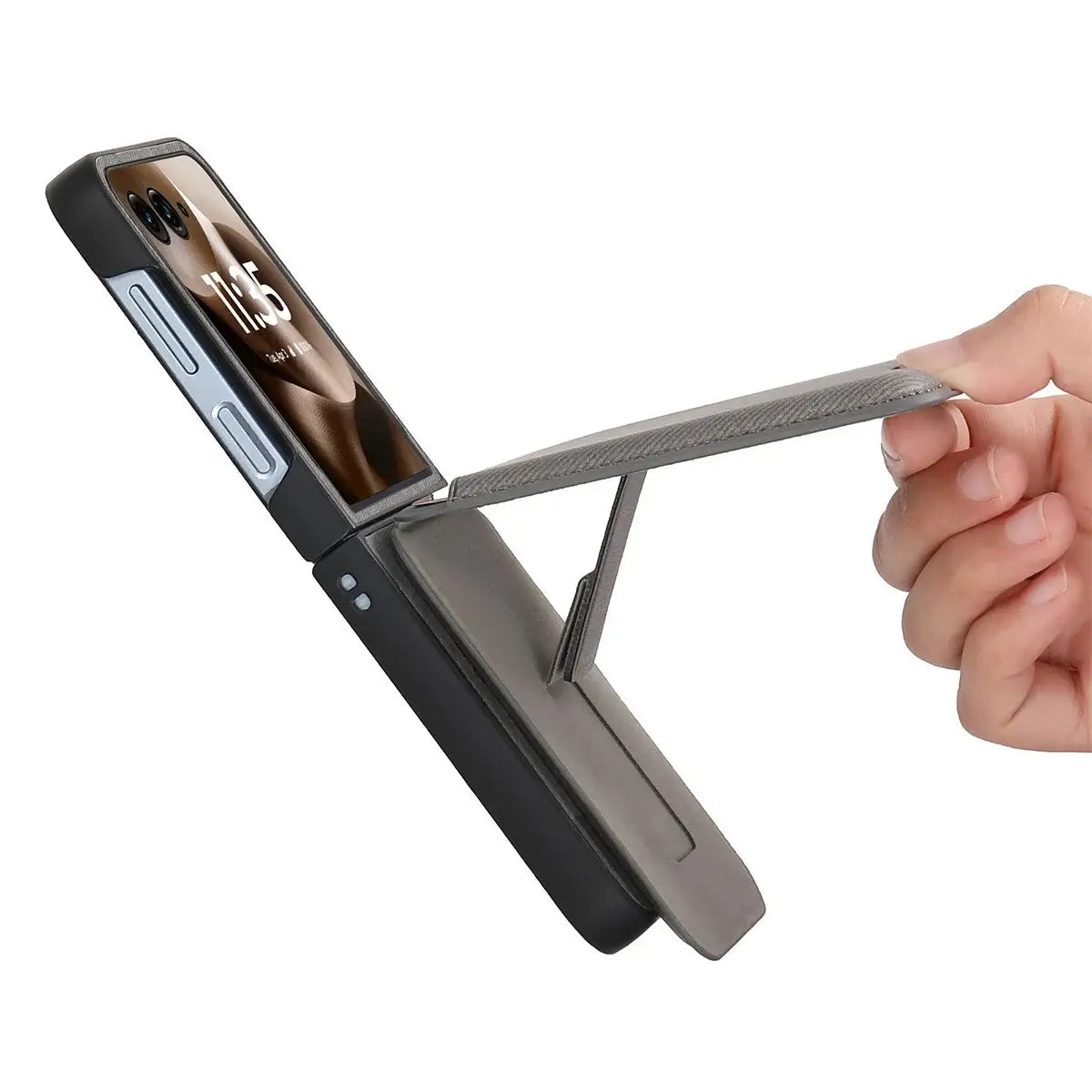 Buy Magnetic Detachable Wallet Case for Motorola Moto Razr, Slim Leather Flip Cover with 3 Card Slots and Kickstand, Wireless Charging Compatible Shockproof Case - Vell at Caseles-Motorola Razr Ultra (2025), Black