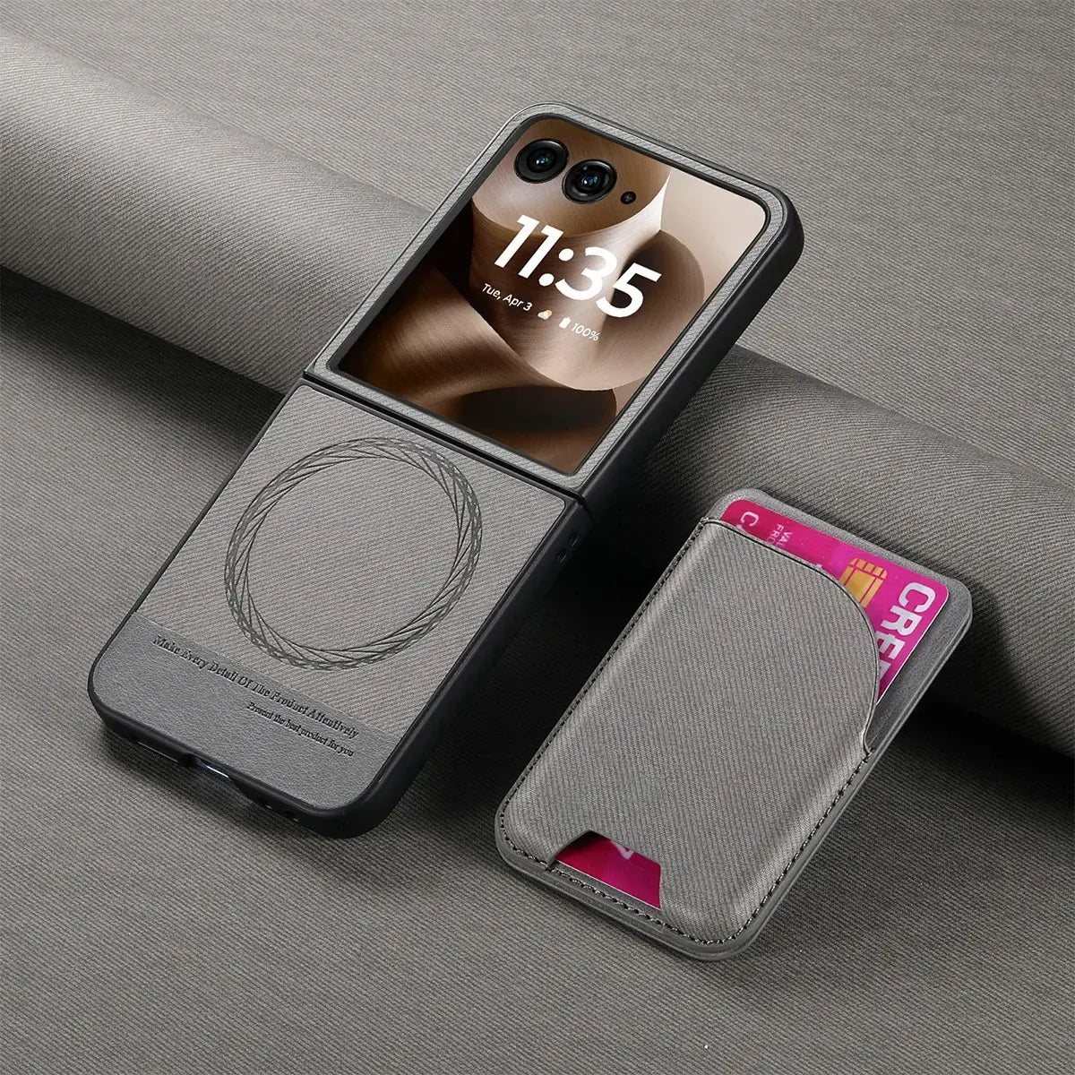 Buy Magnetic Detachable Wallet Case for Motorola Moto Razr, Slim Leather Flip Cover with 3 Card Slots and Kickstand, Wireless Charging Compatible Shockproof Case - Vell at Caseles-Motorola Razr Ultra (2025), Black