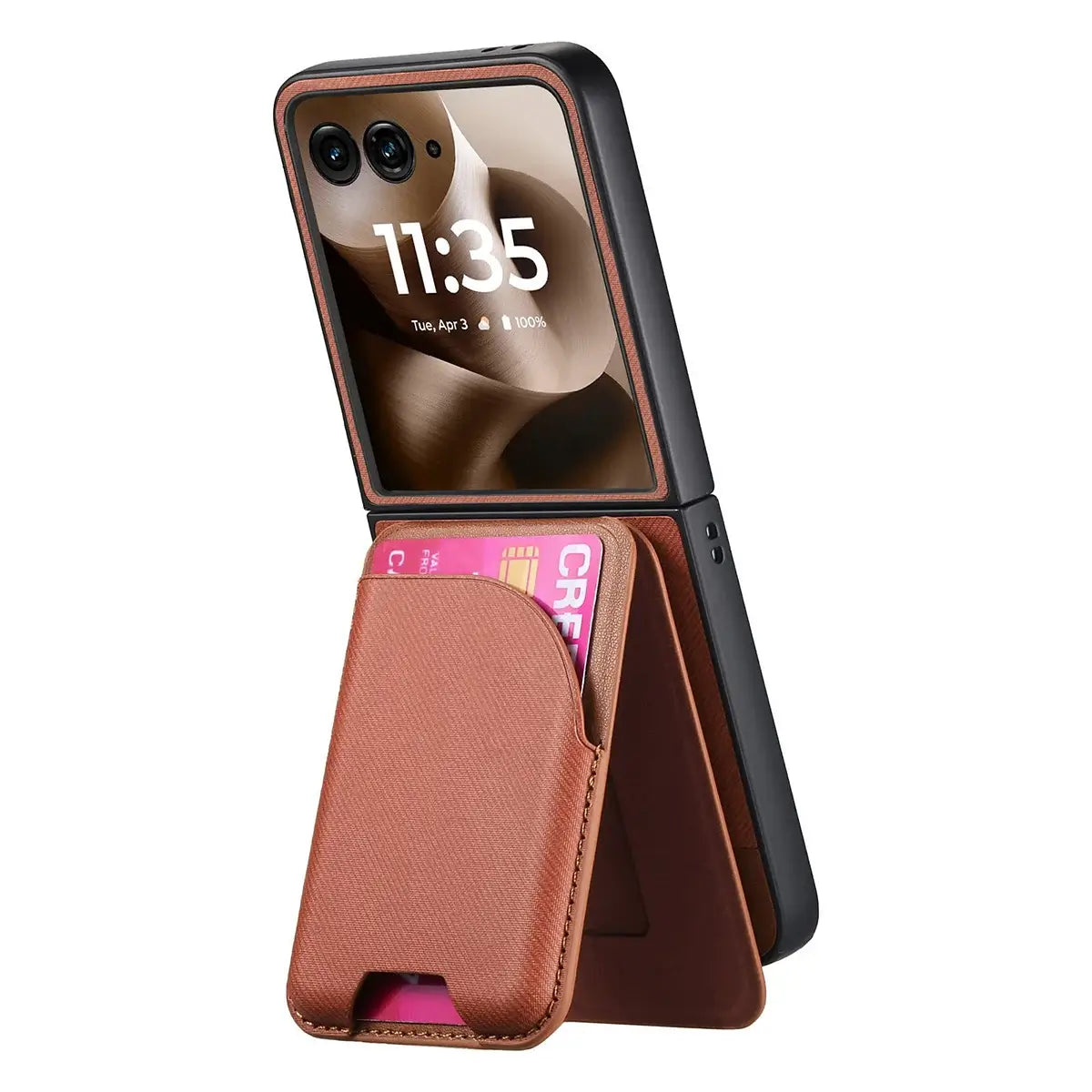 Buy Magnetic Detachable Wallet Case for Motorola Moto Razr, Slim Leather Flip Cover with 3 Card Slots and Kickstand, Wireless Charging Compatible Shockproof Case - Vell at Caseles-Motorola Razr Ultra (2025), Black