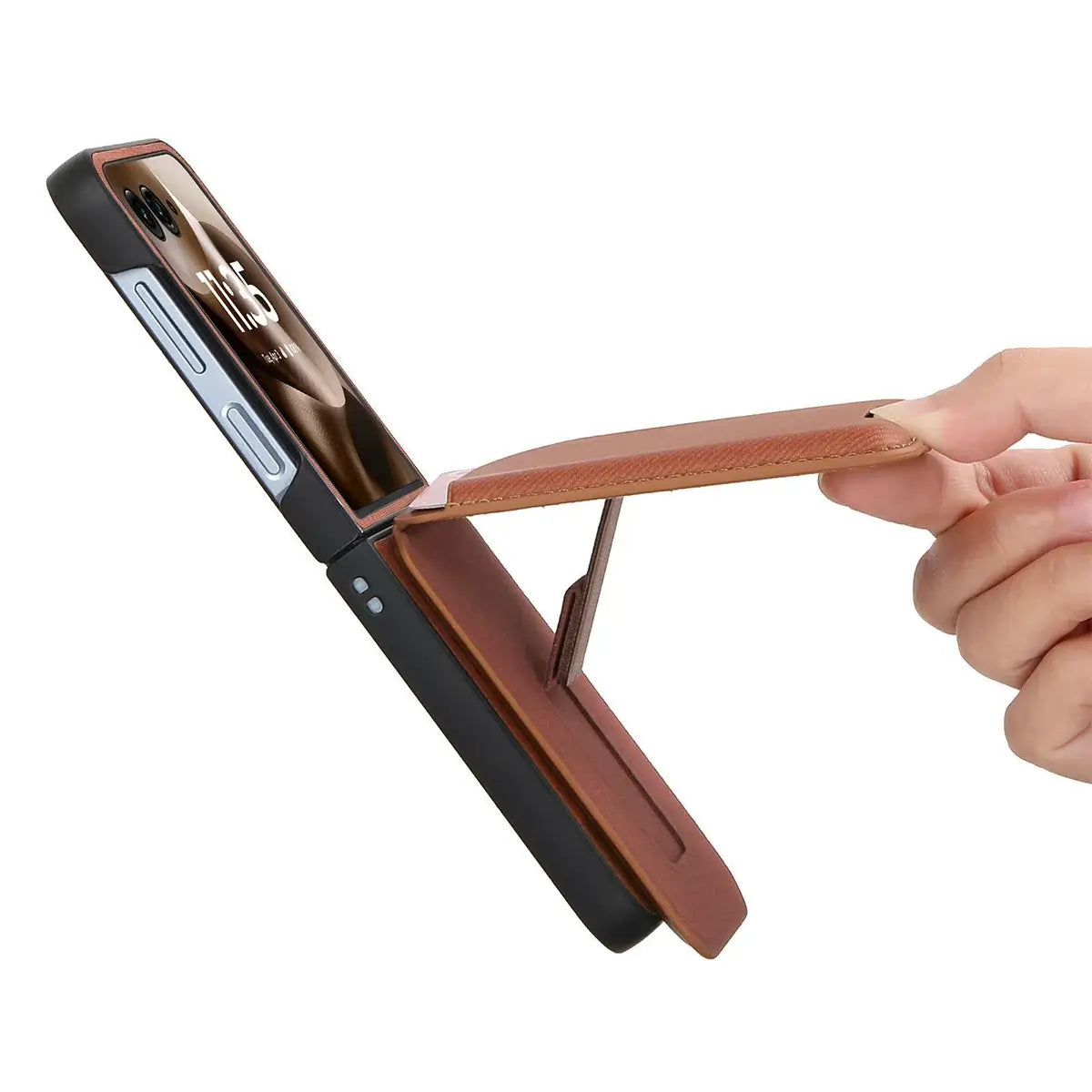 Buy Magnetic Detachable Wallet Case for Motorola Moto Razr, Slim Leather Flip Cover with 3 Card Slots and Kickstand, Wireless Charging Compatible Shockproof Case - Vell at Caseles-Motorola Razr Ultra (2025), Black