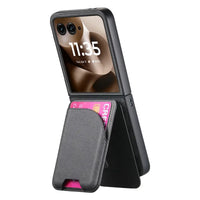 Buy Magnetic Detachable Wallet Case for Motorola Moto Razr, Slim Leather Flip Cover with 3 Card Slots and Kickstand, Wireless Charging Compatible Shockproof Case - Vell at Caseles-Motorola Razr Ultra (2025), Black