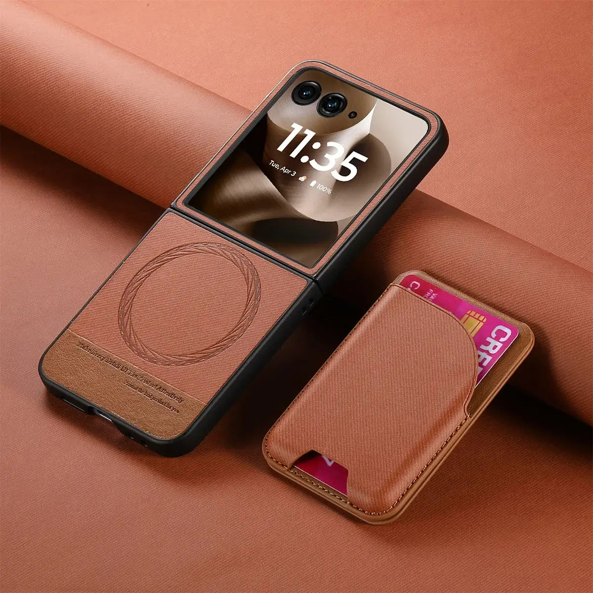 Buy Magnetic Detachable Wallet Case for Motorola Moto Razr, Slim Leather Flip Cover with 3 Card Slots and Kickstand, Wireless Charging Compatible Shockproof Case - Vell at Caseles-Motorola Razr Ultra (2025), Black