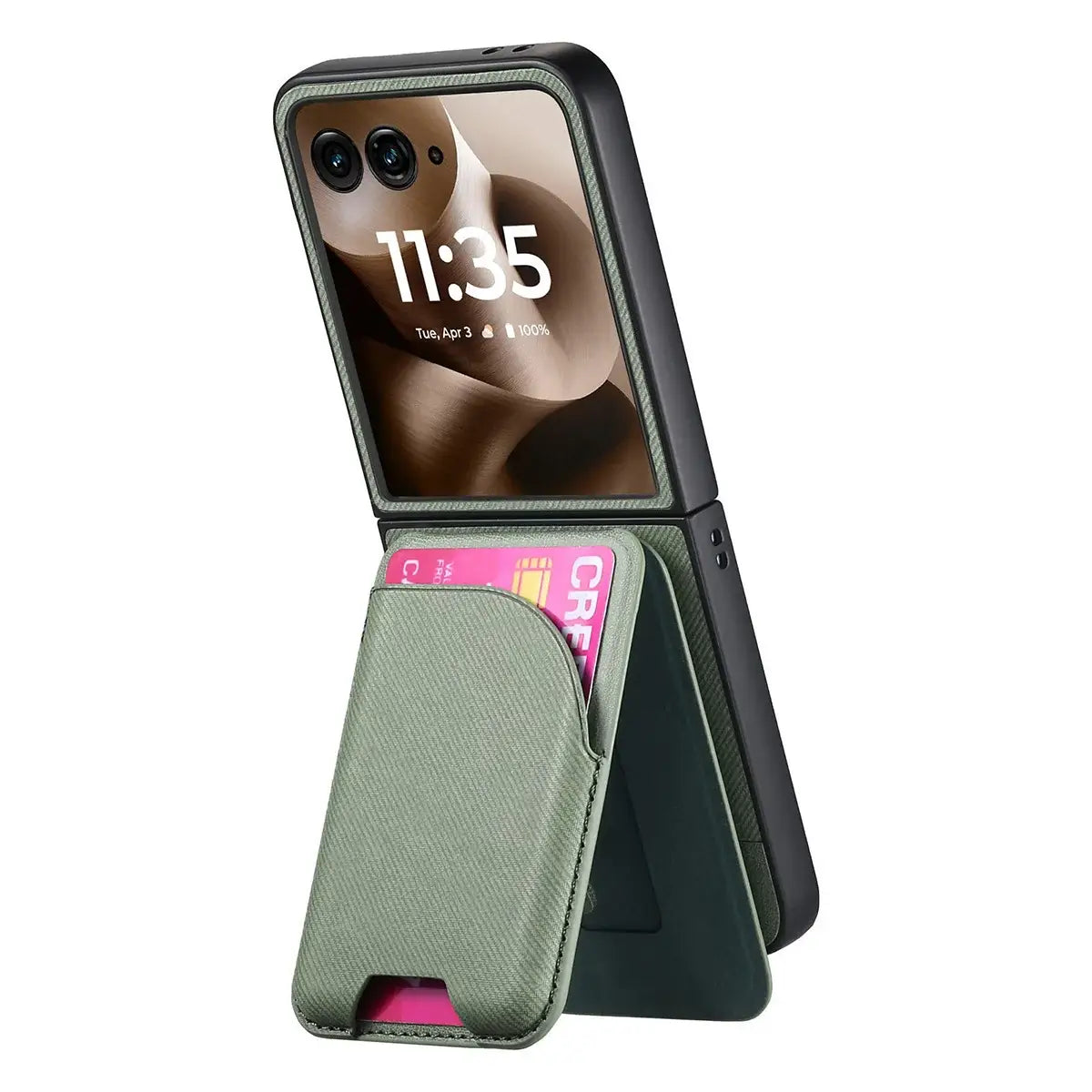 Buy Magnetic Detachable Wallet Case for Motorola Moto Razr, Slim Leather Flip Cover with 3 Card Slots and Kickstand, Wireless Charging Compatible Shockproof Case - Vell at Caseles-Motorola Razr Ultra (2025), Black