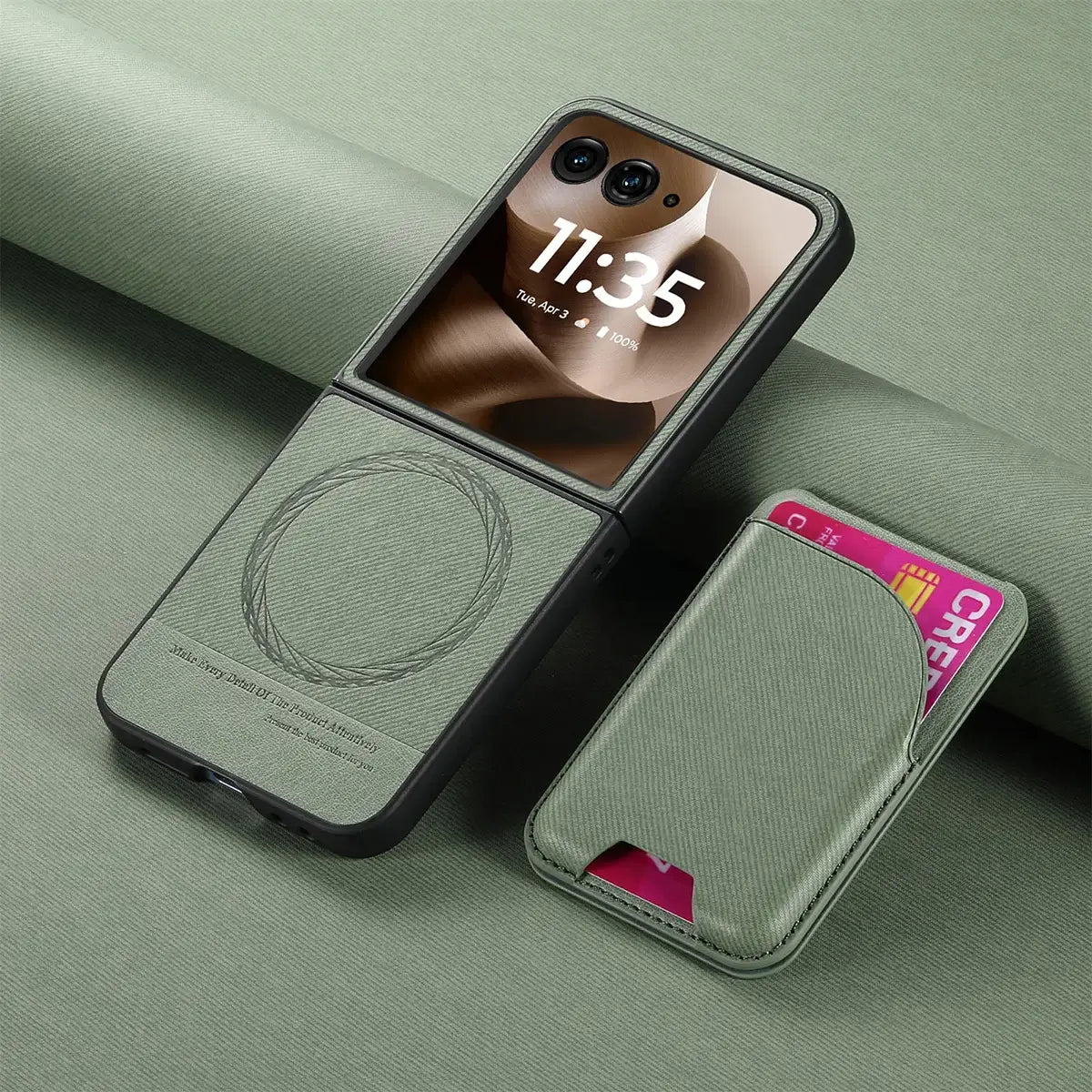 Buy Magnetic Detachable Wallet Case for Motorola Moto Razr, Slim Leather Flip Cover with 3 Card Slots and Kickstand, Wireless Charging Compatible Shockproof Case - Vell at Caseles-Motorola Razr Ultra (2025), Black