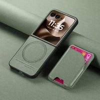 Buy Magnetic Detachable Wallet Case for Motorola Moto Razr, Slim Leather Flip Cover with 3 Card Slots and Kickstand, Wireless Charging Compatible Shockproof Case - Vell at Caseles-Motorola Razr Ultra (2025), Black