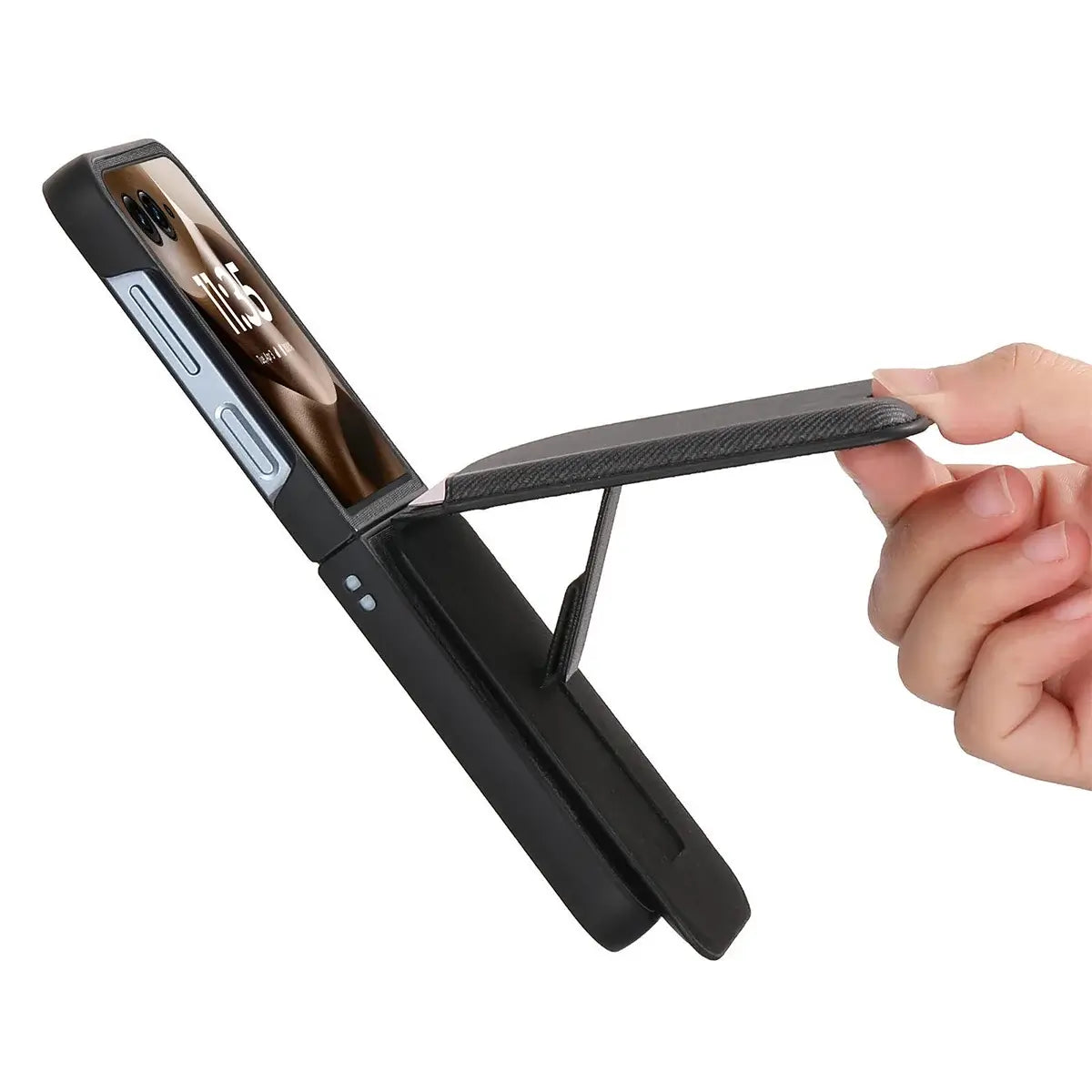 Buy Magnetic Detachable Wallet Case for Motorola Moto Razr, Slim Leather Flip Cover with 3 Card Slots and Kickstand, Wireless Charging Compatible Shockproof Case - Vell at Caseles-Motorola Razr Ultra (2025), Black