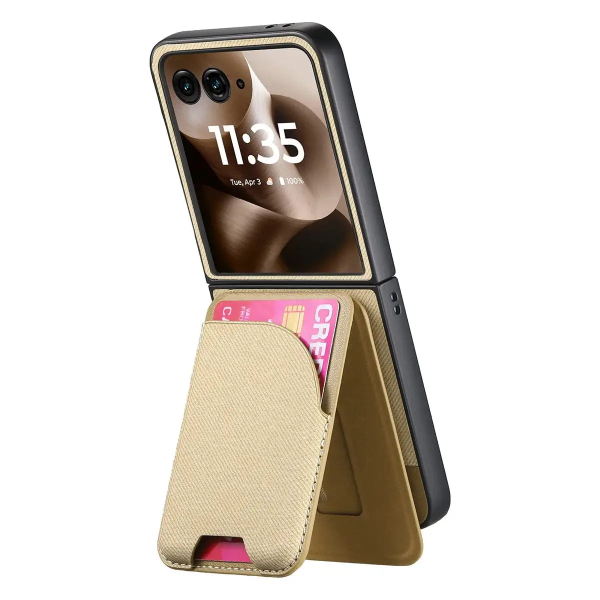 Buy Magnetic Detachable Wallet Case for Motorola Moto Razr, Slim Leather Flip Cover with 3 Card Slots and Kickstand, Wireless Charging Compatible Shockproof Case - Vell at Caseles-Motorola Razr Ultra (2025), Black