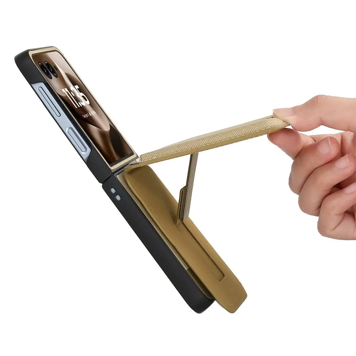 Buy Magnetic Detachable Wallet Case for Motorola Moto Razr, Slim Leather Flip Cover with 3 Card Slots and Kickstand, Wireless Charging Compatible Shockproof Case - Vell at Caseles-Motorola Razr Ultra (2025), Black