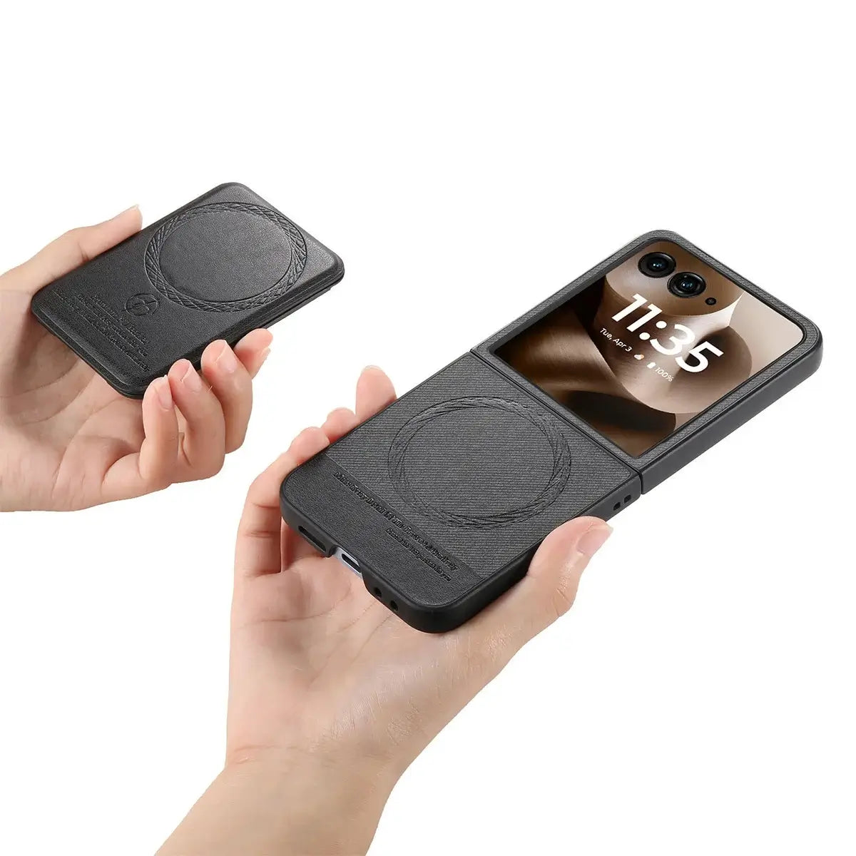 Buy Magnetic Detachable Wallet Case for Motorola Moto Razr, Slim Leather Flip Cover with 3 Card Slots and Kickstand, Wireless Charging Compatible Shockproof Case - Vell at Caseles-Motorola Razr Ultra (2025), Black