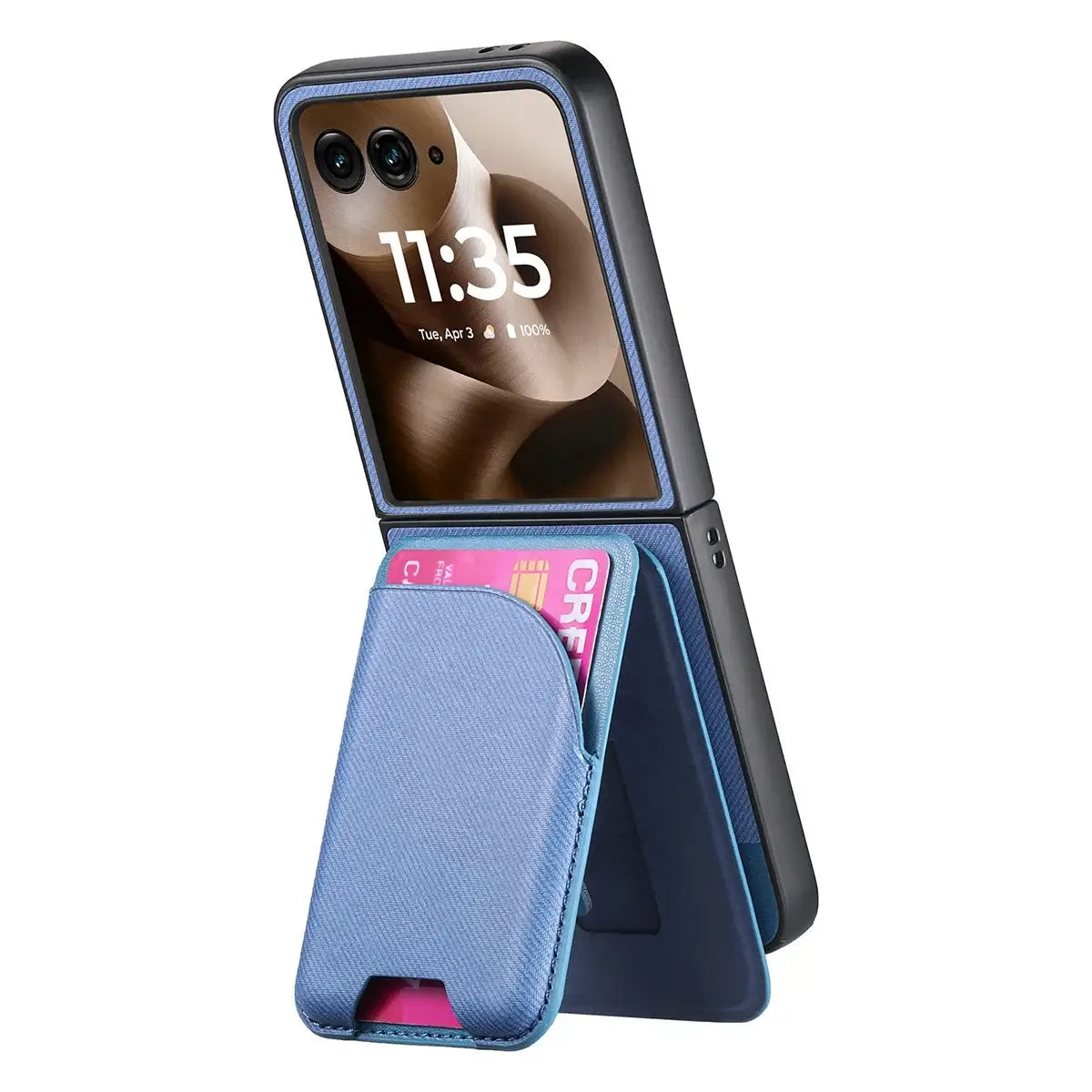 Buy Magnetic Detachable Wallet Case for Motorola Moto Razr, Slim Leather Flip Cover with 3 Card Slots and Kickstand, Wireless Charging Compatible Shockproof Case - Vell at Caseles-Motorola Razr Ultra (2025), Black