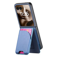 Buy Magnetic Detachable Wallet Case for Motorola Moto Razr, Slim Leather Flip Cover with 3 Card Slots and Kickstand, Wireless Charging Compatible Shockproof Case - Vell at Caseles-Motorola Razr Ultra (2025), Black