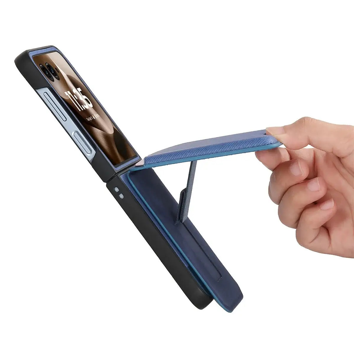 Buy Magnetic Detachable Wallet Case for Motorola Moto Razr, Slim Leather Flip Cover with 3 Card Slots and Kickstand, Wireless Charging Compatible Shockproof Case - Vell at Caseles-Motorola Razr Ultra (2025), Black