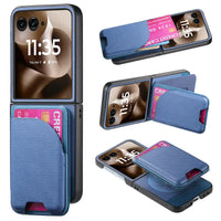 Buy Magnetic Detachable Wallet Case for Motorola Moto Razr, Slim Leather Flip Cover with 3 Card Slots and Kickstand, Wireless Charging Compatible Shockproof Case - Vell at Caseles-Motorola Razr Ultra (2025), Blue