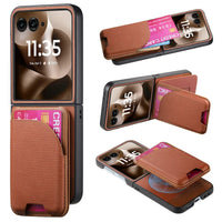 Buy Magnetic Detachable Wallet Case for Motorola Moto Razr, Slim Leather Flip Cover with 3 Card Slots and Kickstand, Wireless Charging Compatible Shockproof Case - Vell at Caseles-Motorola Razr Ultra (2025), Bronze