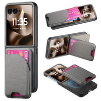 Buy Magnetic Detachable Wallet Case for Motorola Moto Razr, Slim Leather Flip Cover with 3 Card Slots and Kickstand, Wireless Charging Compatible Shockproof Case - Vell at Caseles-Motorola Razr Ultra (2025), Gray