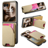 Buy Magnetic Detachable Wallet Case for Motorola Moto Razr, Slim Leather Flip Cover with 3 Card Slots and Kickstand, Wireless Charging Compatible Shockproof Case - Vell at Caseles-Motorola Razr Ultra (2025), Khaki