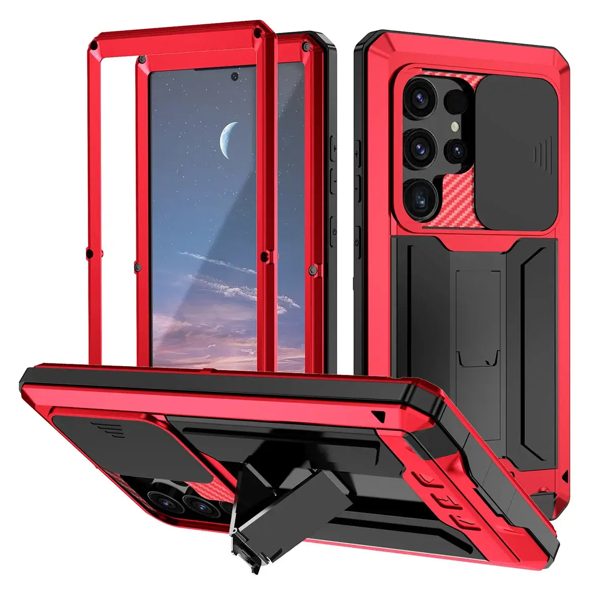 Buy Heavy Duty Metal Case with 360° Full Body Protection, Sliding Camera Cover, Built-in Screen Protector, Shockproof & Dustproof Armor Phone Cover - Wade at Caseles-Samsung Galaxy S25 Ultra, Black