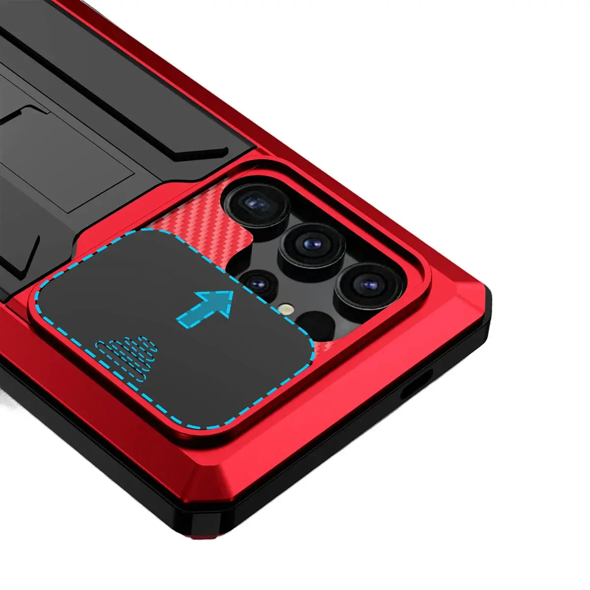 Buy Heavy Duty Metal Case with 360° Full Body Protection, Sliding Camera Cover, Built-in Screen Protector, Shockproof & Dustproof Armor Phone Cover - Wade at Caseles-Samsung Galaxy S25 Ultra, Black