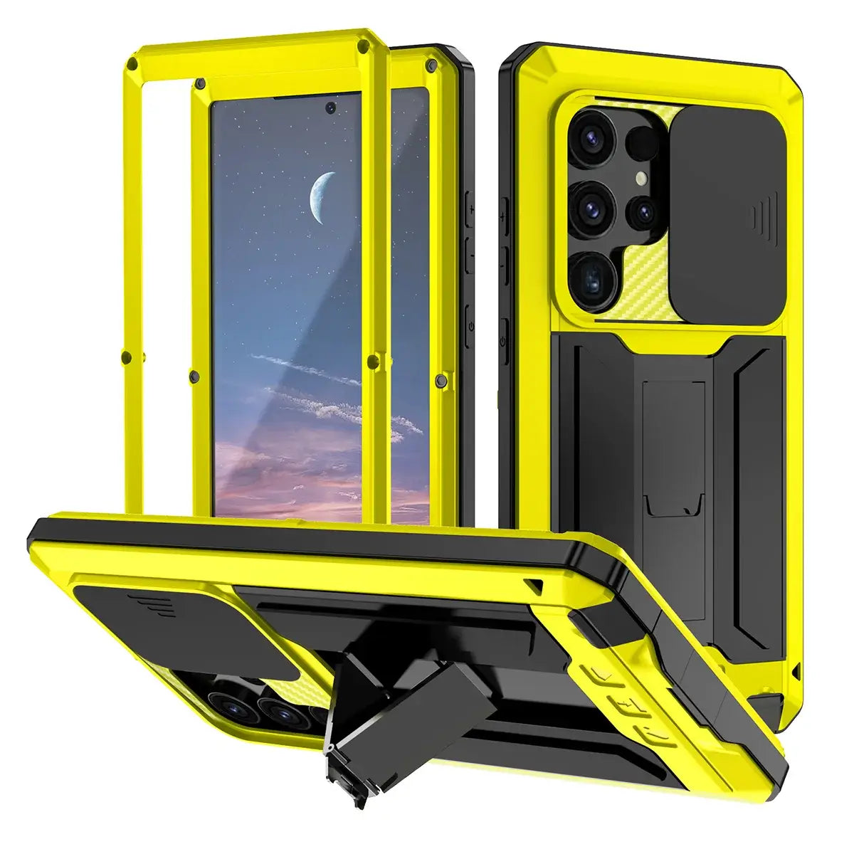 Buy Heavy Duty Metal Case with 360° Full Body Protection, Sliding Camera Cover, Built-in Screen Protector, Shockproof & Dustproof Armor Phone Cover - Wade at Caseles-Samsung Galaxy S25 Ultra, Black