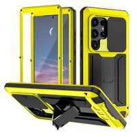 Buy Heavy Duty Metal Case with 360° Full Body Protection, Sliding Camera Cover, Built-in Screen Protector, Shockproof & Dustproof Armor Phone Cover - Wade at Caseles-Samsung Galaxy S25 Ultra, Black