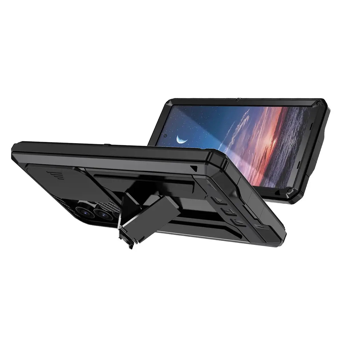 Buy Heavy Duty Metal Case with 360° Full Body Protection, Sliding Camera Cover, Built-in Screen Protector, Shockproof & Dustproof Armor Phone Cover - Wade at Caseles-Samsung Galaxy S25 Ultra, Black