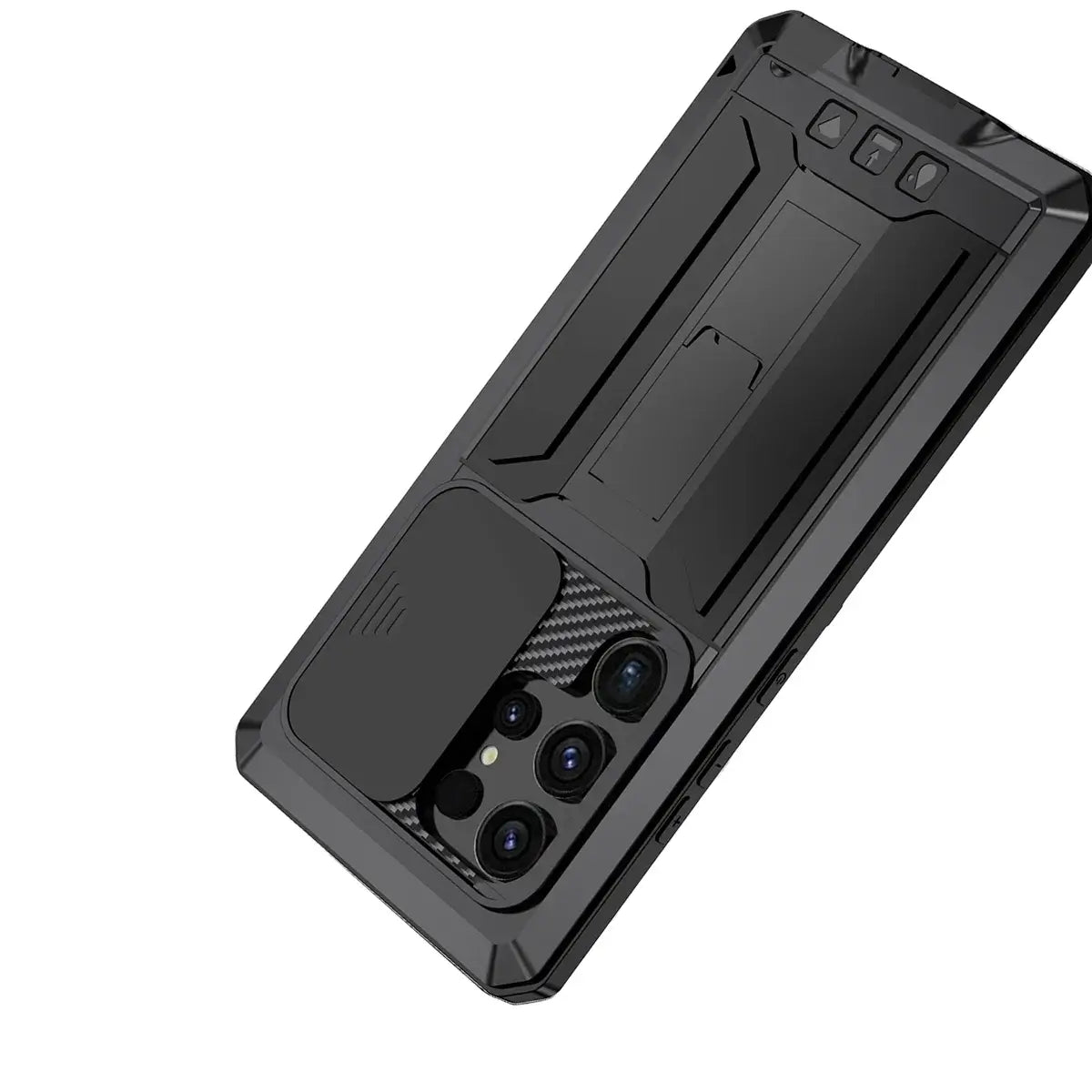 Buy Heavy Duty Metal Case with 360° Full Body Protection, Sliding Camera Cover, Built-in Screen Protector, Shockproof & Dustproof Armor Phone Cover - Wade at Caseles-Samsung Galaxy S25 Ultra, Black