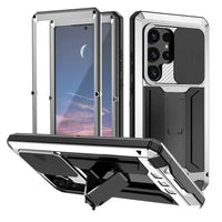 Buy Heavy Duty Metal Case with 360° Full Body Protection, Sliding Camera Cover, Built-in Screen Protector, Shockproof & Dustproof Armor Phone Cover - Wade at Caseles-Samsung Galaxy S25 Ultra, Black