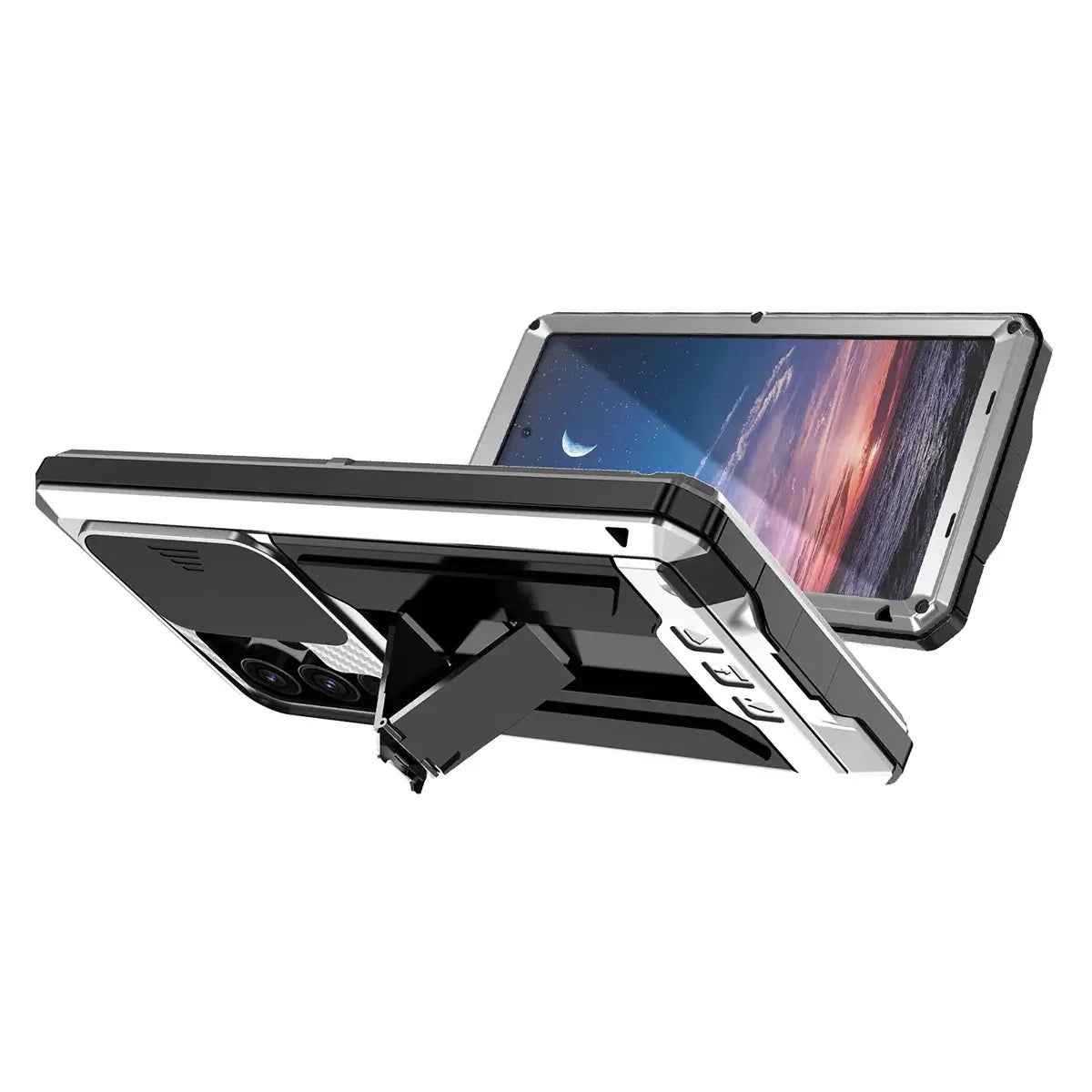 Buy Heavy Duty Metal Case with 360° Full Body Protection, Sliding Camera Cover, Built-in Screen Protector, Shockproof & Dustproof Armor Phone Cover - Wade at Caseles-Samsung Galaxy S25 Ultra, Black