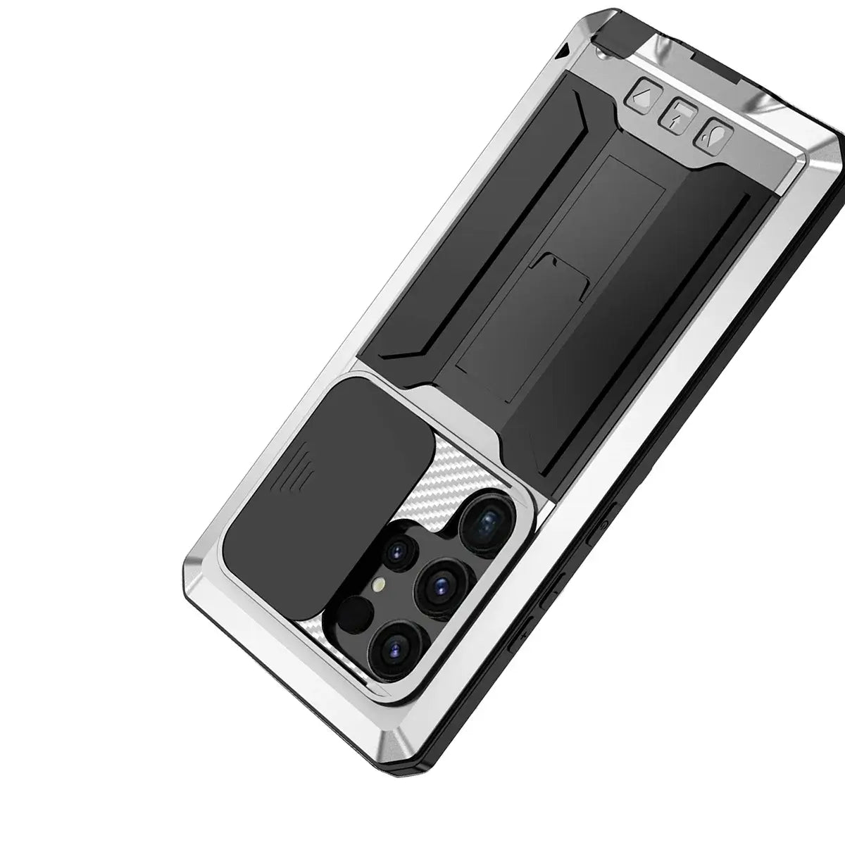 Buy Heavy Duty Metal Case with 360° Full Body Protection, Sliding Camera Cover, Built-in Screen Protector, Shockproof & Dustproof Armor Phone Cover - Wade at Caseles-Samsung Galaxy S25 Ultra, Black