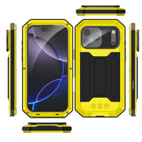 Buy iPhone Heavy Duty Metal Case with 360° Full Body Protection, Sliding Camera Cover, Built-in Screen Protector, Shockproof & Dustproof Armor Phone Cover - Warren at Caseles-iPhone 17 Pro Max, Black