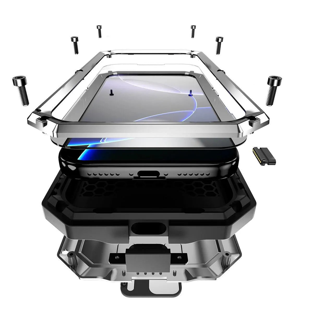 Buy iPhone Heavy Duty Metal Case with 360° Full Body Protection, Sliding Camera Cover, Built-in Screen Protector, Shockproof & Dustproof Armor Phone Cover - Warren at Caseles-iPhone 17 Pro Max, Black