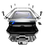 Buy iPhone Heavy Duty Metal Case with 360° Full Body Protection, Sliding Camera Cover, Built-in Screen Protector, Shockproof & Dustproof Armor Phone Cover - Warren at Caseles-iPhone 17 Pro Max, Black