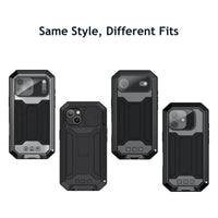 Buy iPhone Heavy Duty Metal Case with 360° Full Body Protection, Sliding Camera Cover, Built-in Screen Protector, Shockproof & Dustproof Armor Phone Cover - Warren at Caseles-iPhone 17 Pro Max, Black