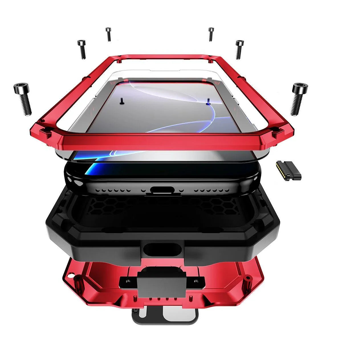 Buy iPhone Heavy Duty Metal Case with 360° Full Body Protection, Sliding Camera Cover, Built-in Screen Protector, Shockproof & Dustproof Armor Phone Cover - Warren at Caseles-iPhone 17 Pro Max, Black