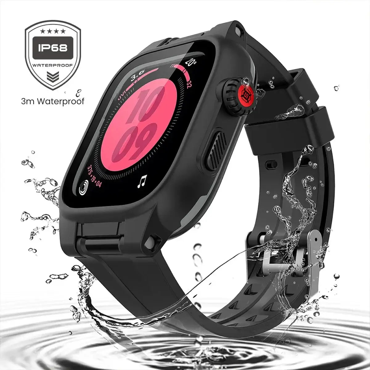 Buy Professional IP68 Waterproof Case for Apple Watch, Full-Body Rugged Protective Cover with Built-in Screen Protector and Integrated Band - WATERPROOF APPLE WATCH CASE at Caseles-46mm, 
