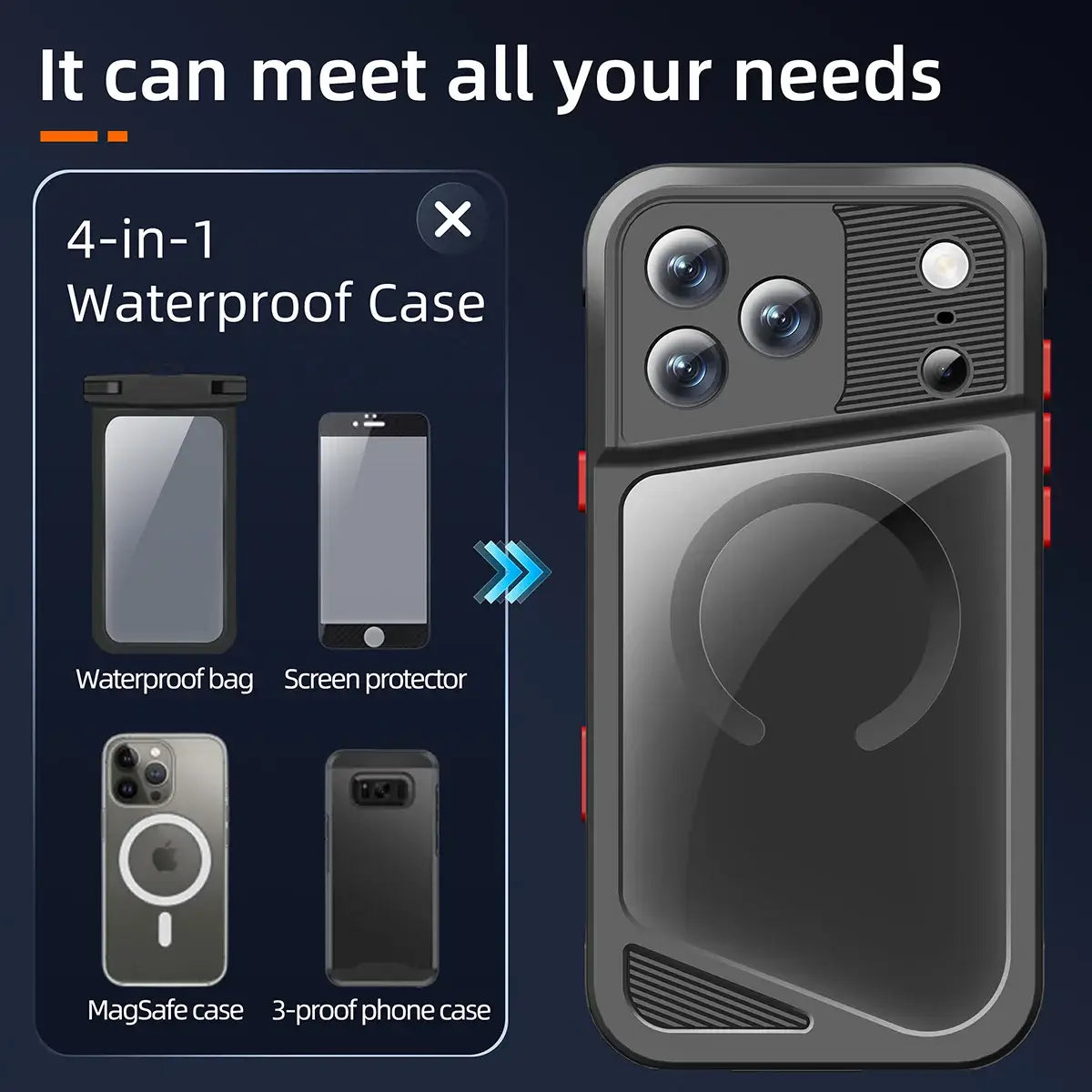 Buy Aluminum Metal Case for iPhone 17 Series, IP68 Waterproof Rugged Aluminum Alloy Full Body Cover, MagSafe, Built-in Screen Protector, 14FT Shockproof - Westen at Caseles-iPhone 17 Pro Max, 