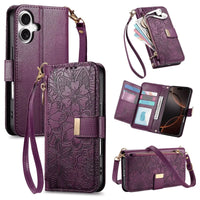 Buy PU Leather Wallet iPhone 17 Case with Card Slots, Wrist Strap, Stand, and Full Shockproof Protection, Willow at Caseles-iPhone 17 Pro Max, Purple