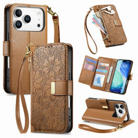 Buy PU Leather Wallet iPhone 17 Case with Card Slots, Wrist Strap, Stand, and Full Shockproof Protection, Willow at Caseles-iPhone 17 Pro Max, Bronze