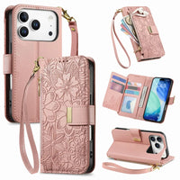 Buy PU Leather Wallet iPhone 17 Case with Card Slots, Wrist Strap, Stand, and Full Shockproof Protection, Willow at Caseles-iPhone 17 Pro Max, Pink