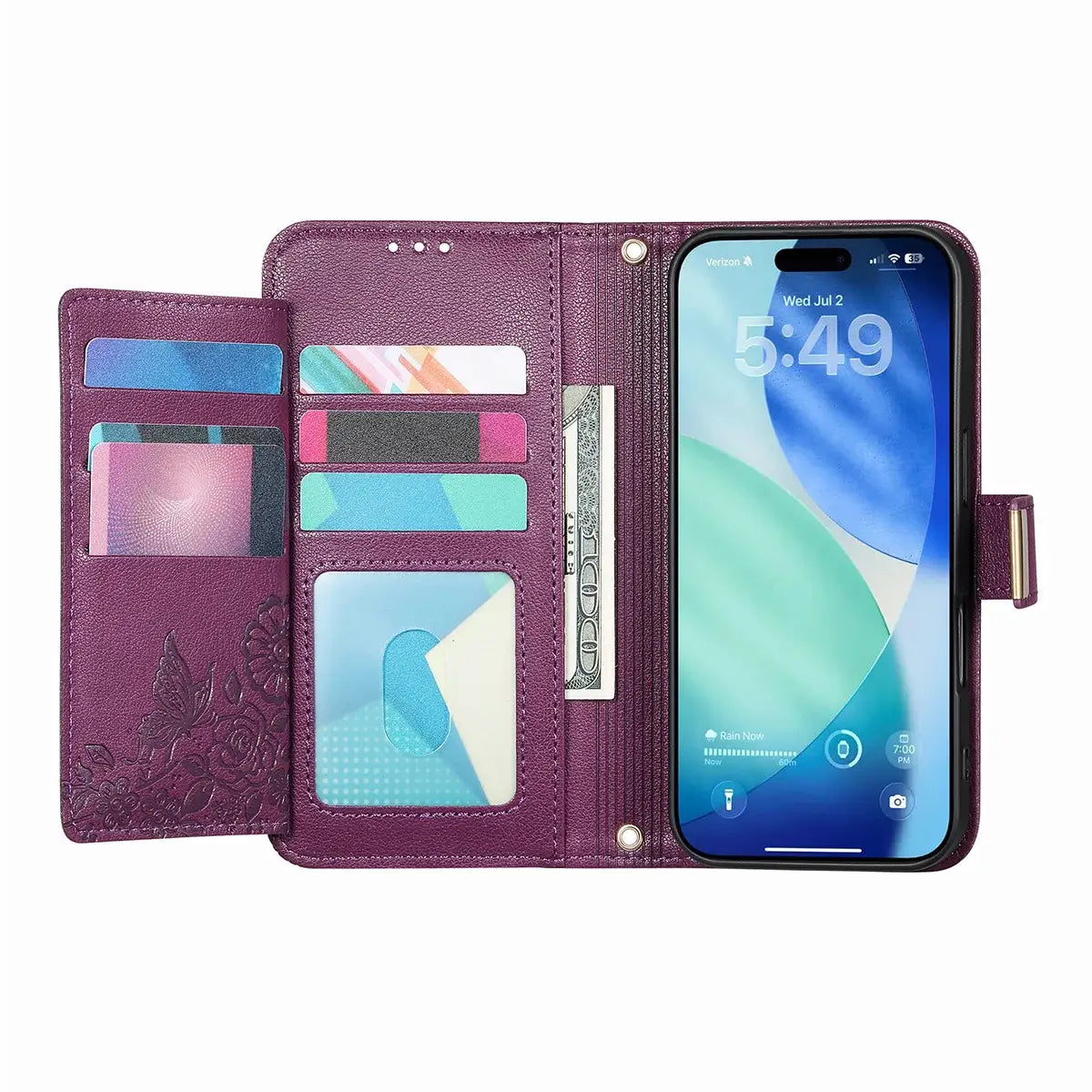 Buy PU Leather Wallet iPhone 17 Case with Card Slots, Wrist Strap, Stand, and Full Shockproof Protection, Willow at Caseles-iPhone 17 Pro Max, White