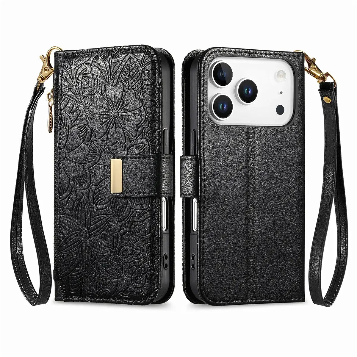 Buy PU Leather Wallet iPhone 17 Case with Card Slots, Wrist Strap, Stand, and Full Shockproof Protection, Willow at Caseles-iPhone 17 Pro Max, White