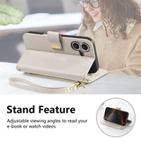 Buy PU Leather Wallet iPhone 17 Case with Card Slots, Wrist Strap, Stand, and Full Shockproof Protection, Willow at Caseles-iPhone 17 Pro Max, White