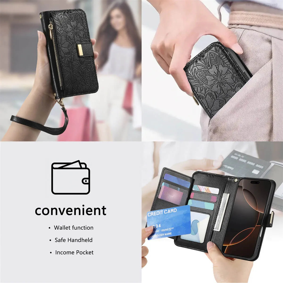 Buy PU Leather Wallet iPhone 17 Case with Card Slots, Wrist Strap, Stand, and Full Shockproof Protection, Willow at Caseles-iPhone 17 Pro Max, White