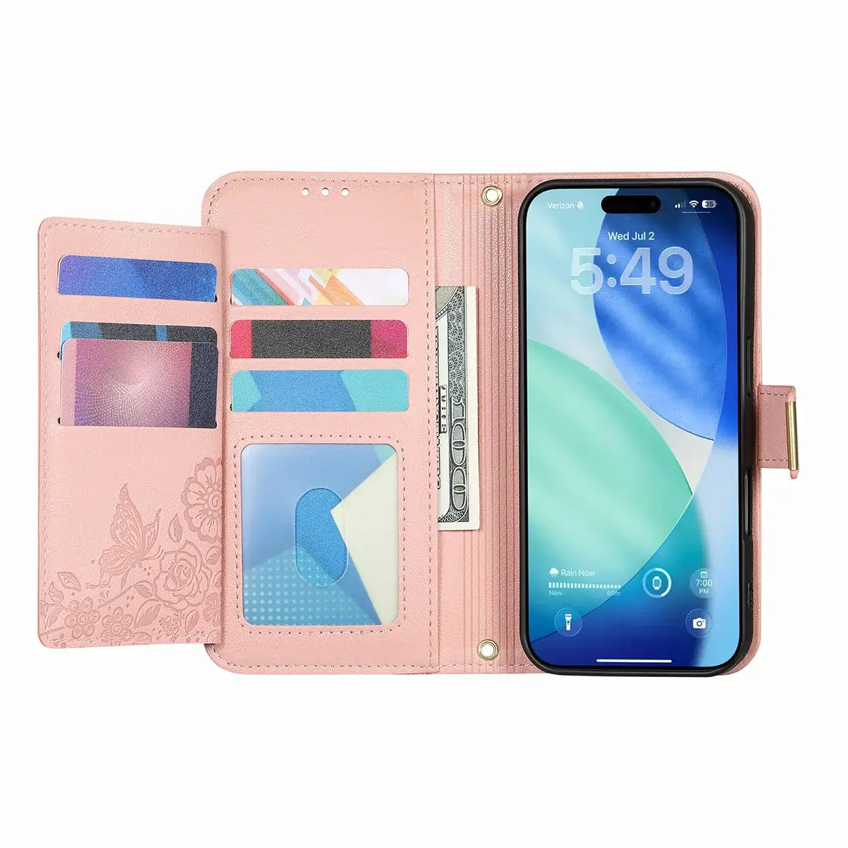Buy PU Leather Wallet iPhone 17 Case with Card Slots, Wrist Strap, Stand, and Full Shockproof Protection, Willow at Caseles-iPhone 17 Pro Max, White